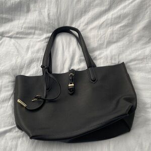Elegant Black Leather Tote Bag